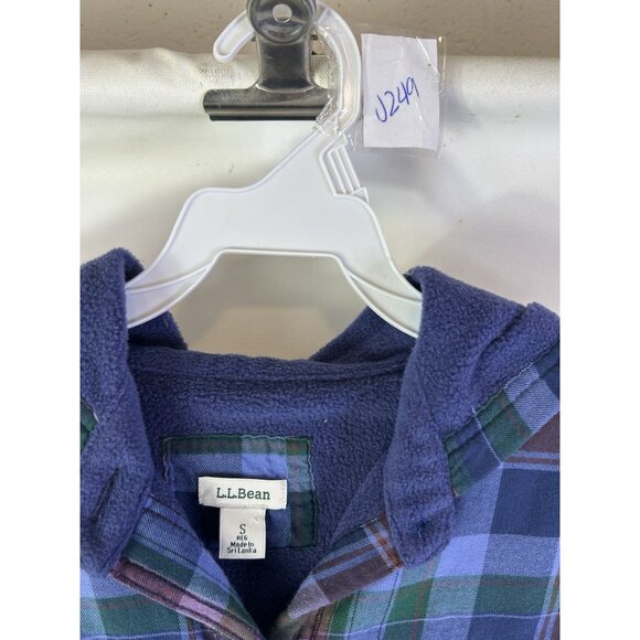 VTG 90s L.L. Bean Button Shirt Jacket Rainbow Plaid Fleece Lined - Picture 3 of 8